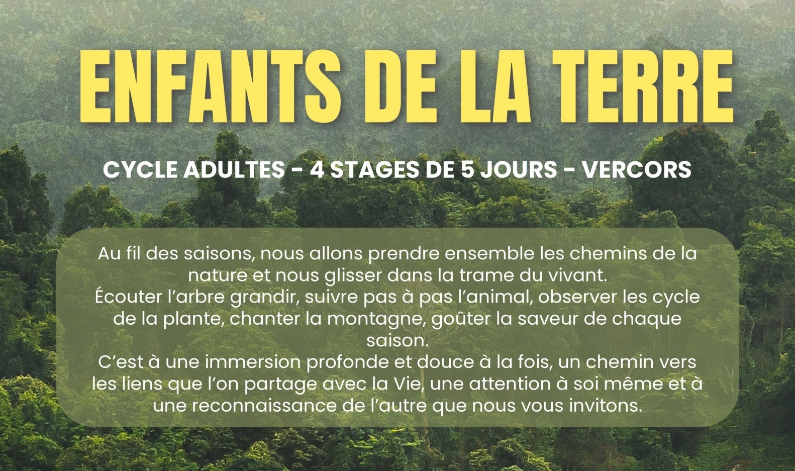 Dès le 16.03.2026 – Enfants de la Terre – 4 stages de 5 jours